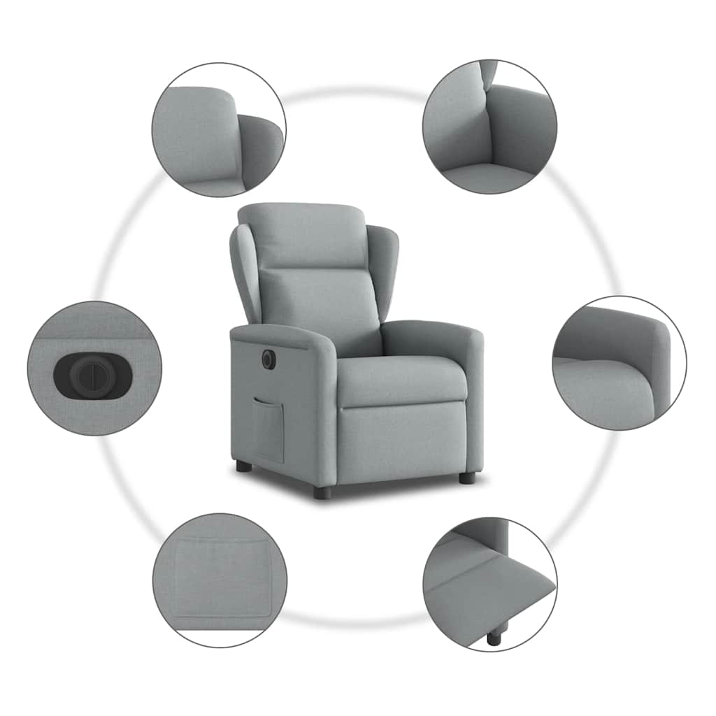 Fauteuil elektrisch verstelbaar stof lichtgrijs