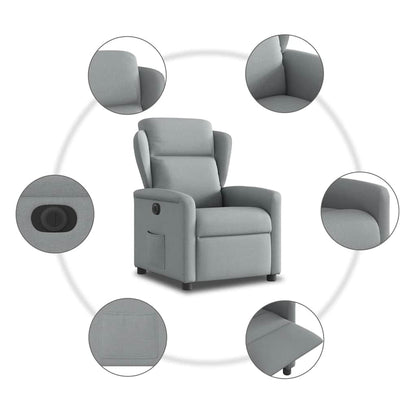 Fauteuil elektrisch verstelbaar stof lichtgrijs