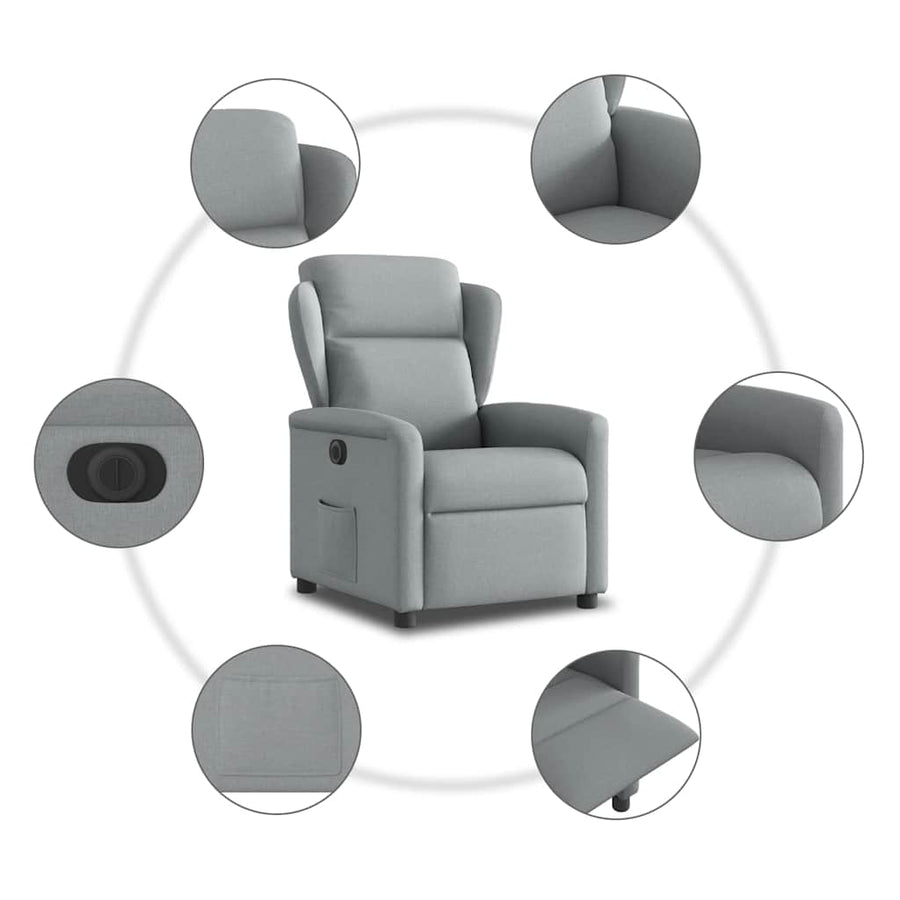 Fauteuil elektrisch verstelbaar stof lichtgrijs