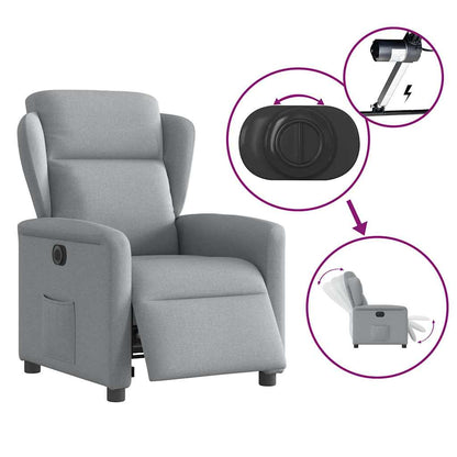 Fauteuil elektrisch verstelbaar stof lichtgrijs