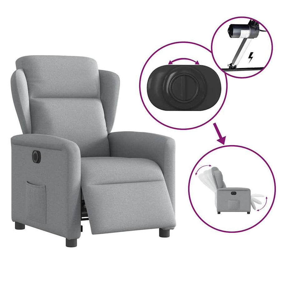 Fauteuil elektrisch verstelbaar stof lichtgrijs