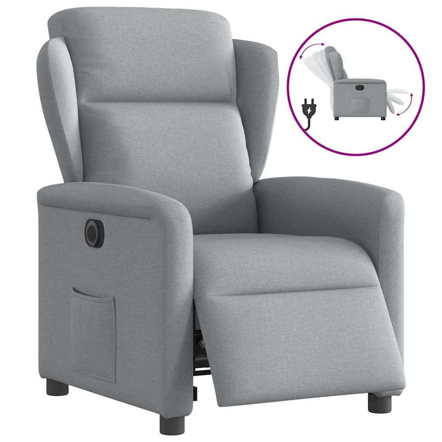 Fauteuil elektrisch verstelbaar stof lichtgrijs