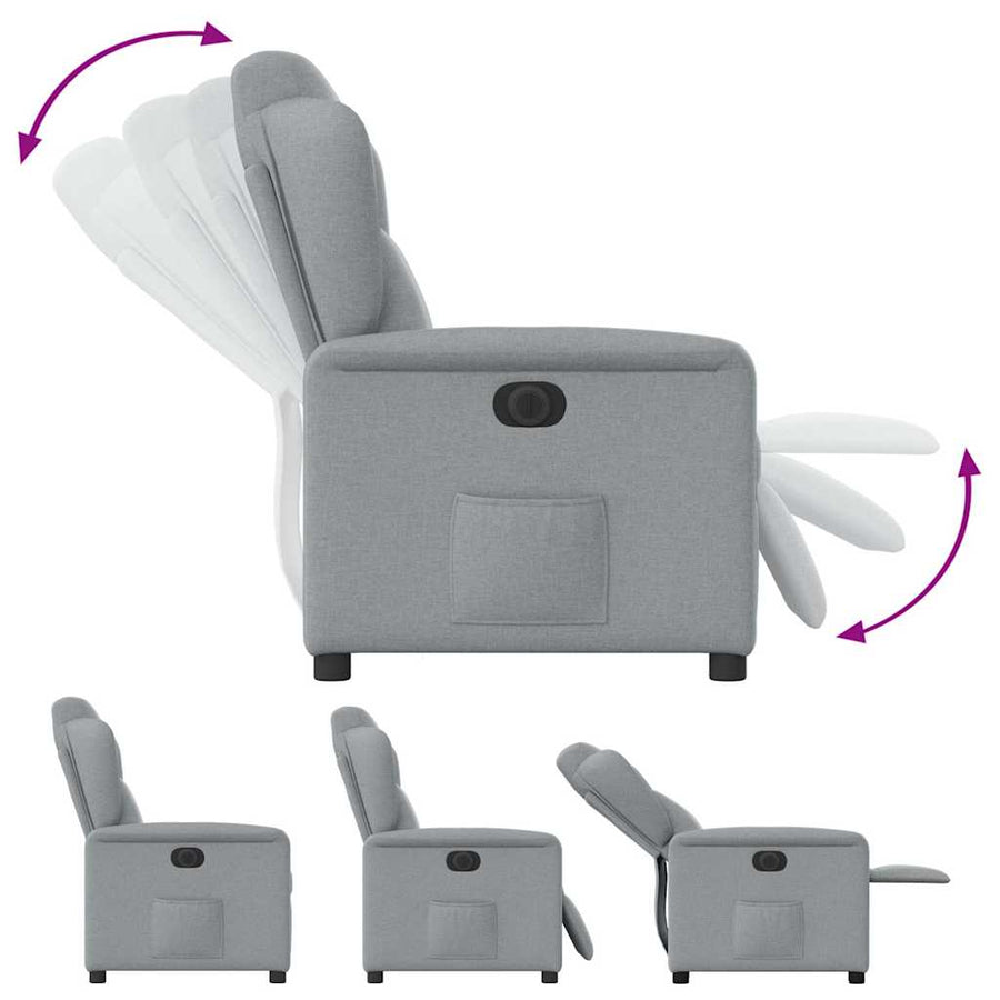 Fauteuil elektrisch verstelbaar stof lichtgrijs