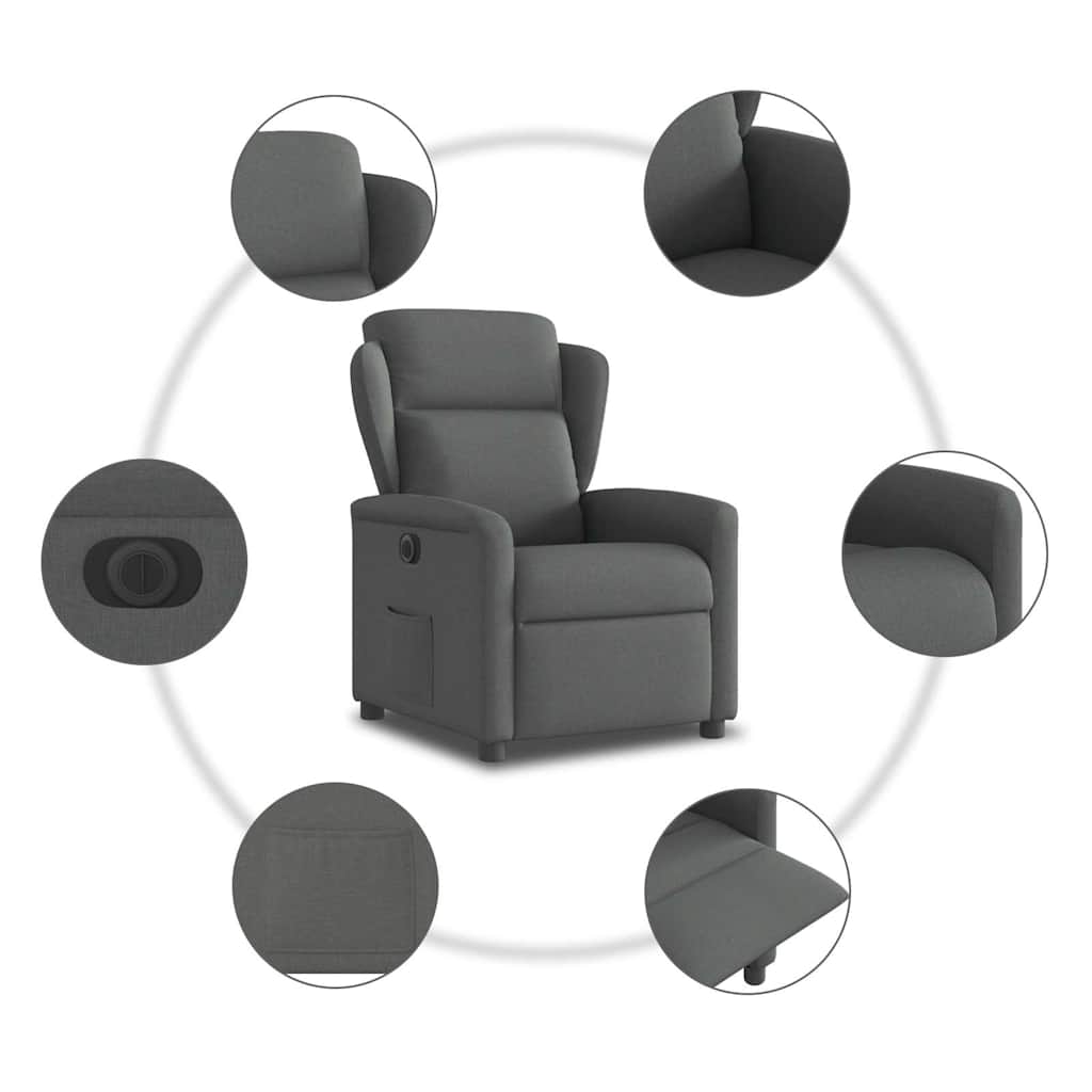 Fauteuil elektrisch verstelbaar stof donkergrijs