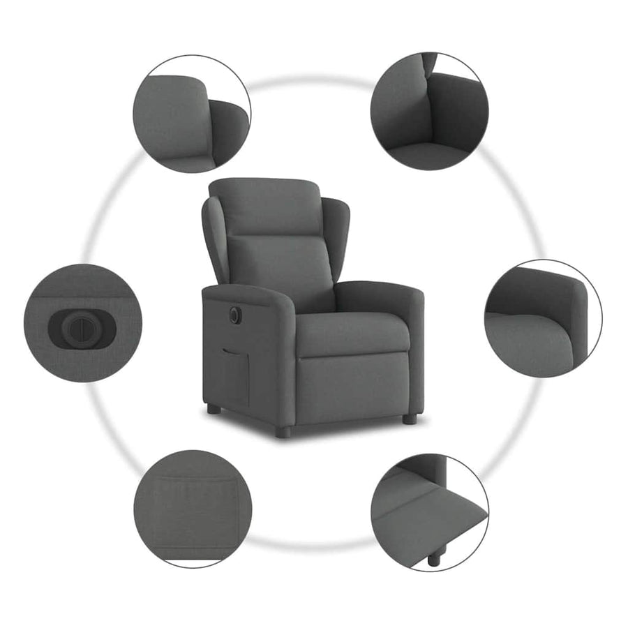 Fauteuil elektrisch verstelbaar stof donkergrijs