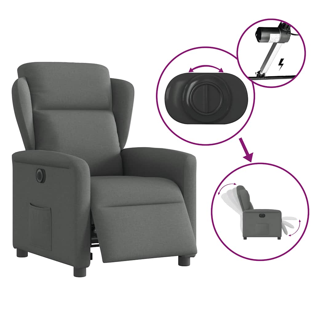 Fauteuil elektrisch verstelbaar stof donkergrijs