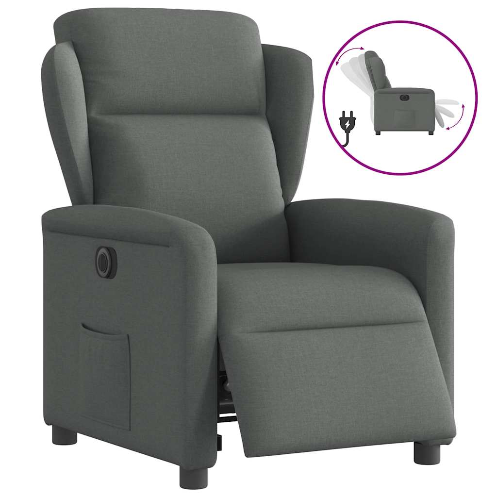 Fauteuil elektrisch verstelbaar stof donkergrijs