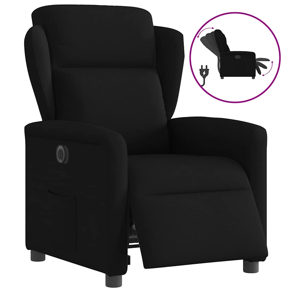 Fauteuil verstelbaar elektrisch stof zwart