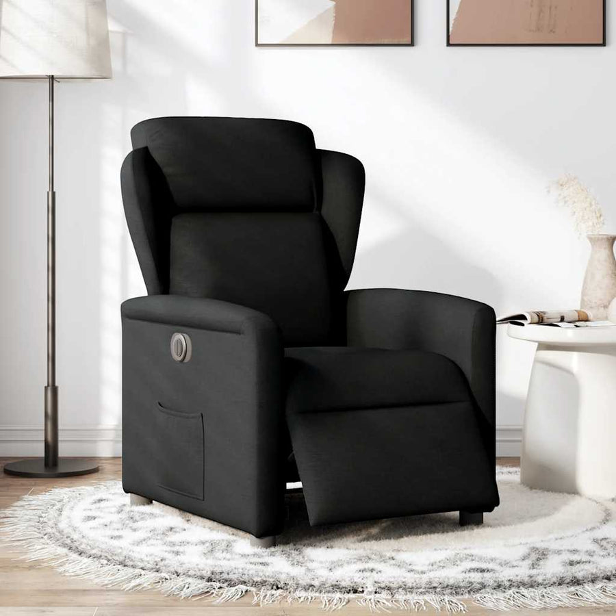 Fauteuil verstelbaar elektrisch stof zwart
