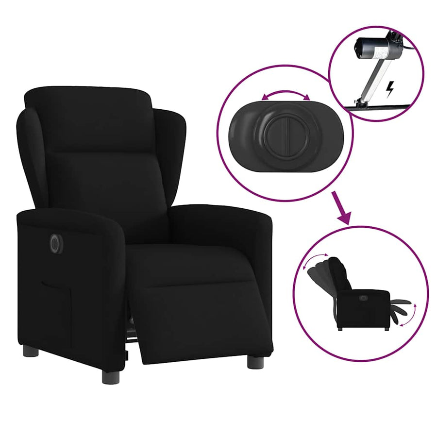 Fauteuil verstelbaar elektrisch stof zwart