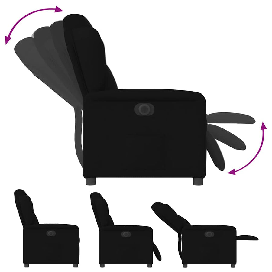 Fauteuil verstelbaar elektrisch stof zwart