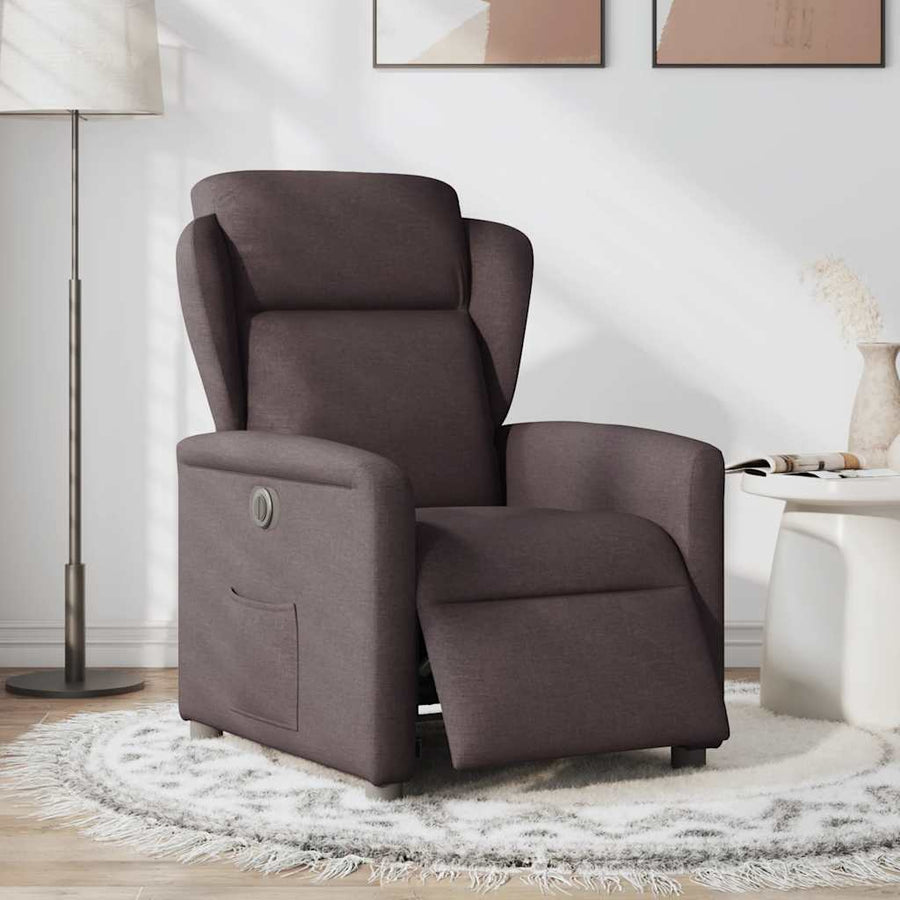 Fauteuil verstelbaar elektrisch stof donkerbruin