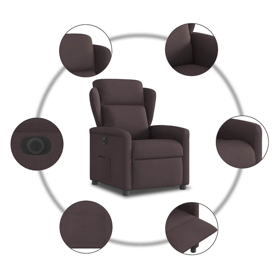 Fauteuil verstelbaar elektrisch stof donkerbruin