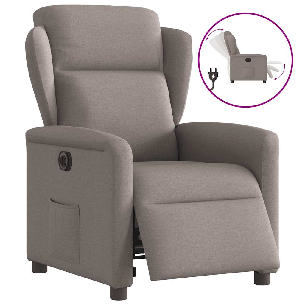Fauteuil verstelbaar elektrisch stof taupe
