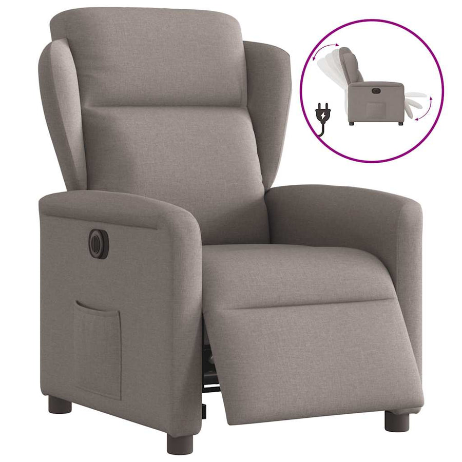 Fauteuil verstelbaar elektrisch stof taupe