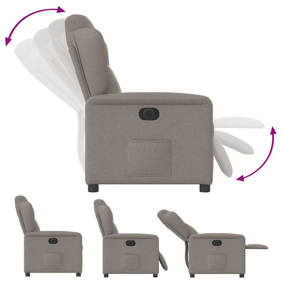 Fauteuil verstelbaar elektrisch stof taupe