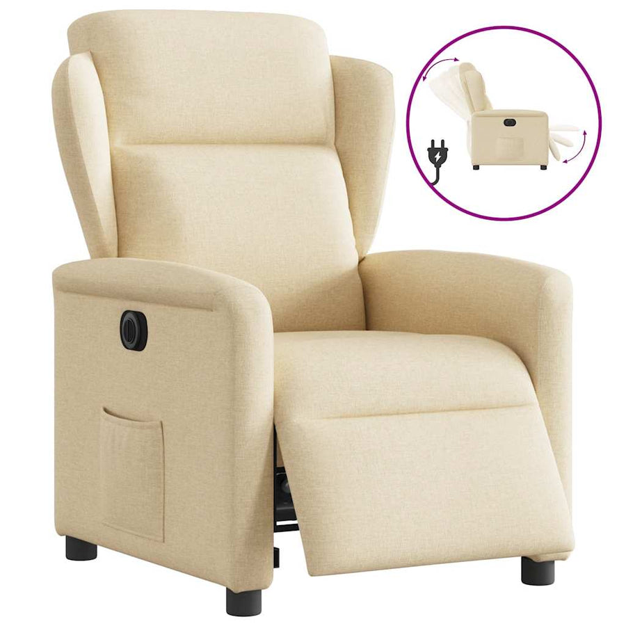 Fauteuil verstelbaar elektrisch stof crèmekleurig