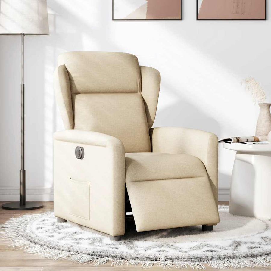 Fauteuil verstelbaar elektrisch stof crèmekleurig