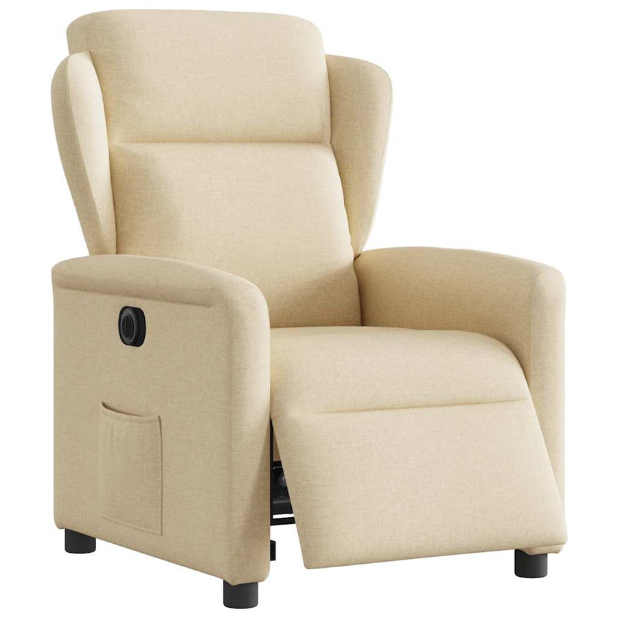 Fauteuil verstelbaar elektrisch stof crèmekleurig