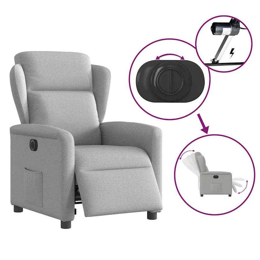 Fauteuil elektrisch verstelbaar stof wolk grijs