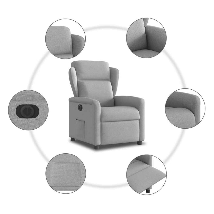 Fauteuil elektrisch verstelbaar stof wolk grijs