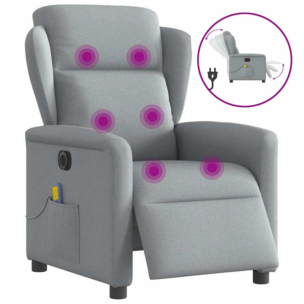 Massagestoel elektrisch verstelbaar stof lichtgrijs