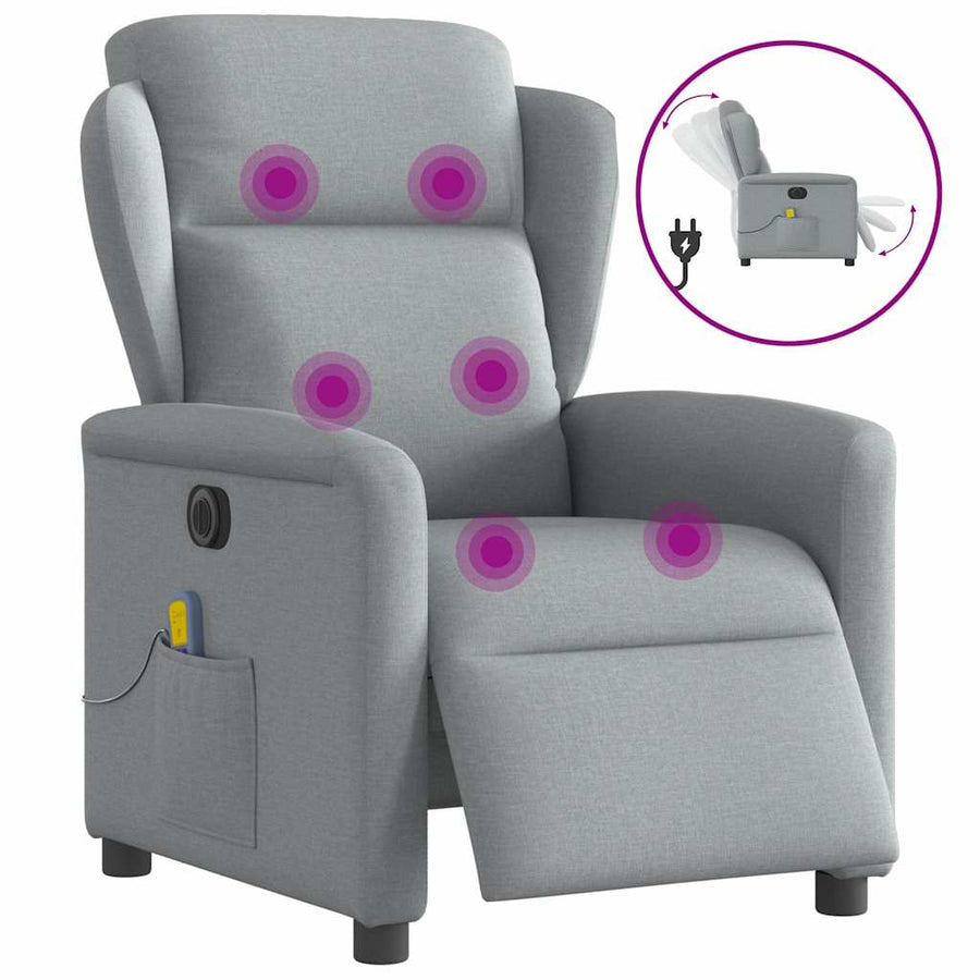 Massagestoel elektrisch verstelbaar stof lichtgrijs