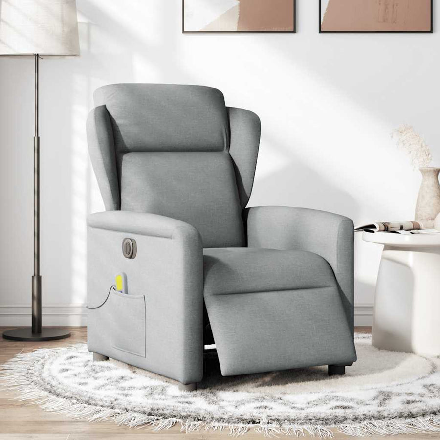 Massagestoel elektrisch verstelbaar stof lichtgrijs