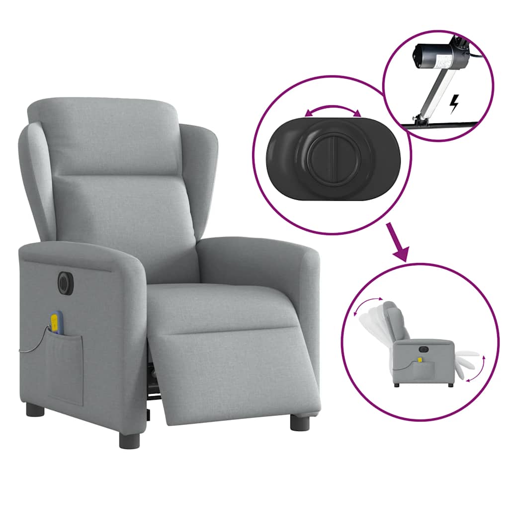 Massagestoel elektrisch verstelbaar stof lichtgrijs