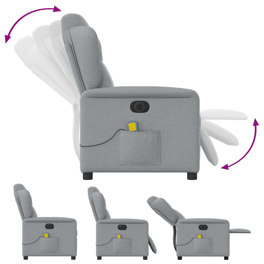 Massagestoel elektrisch verstelbaar stof lichtgrijs
