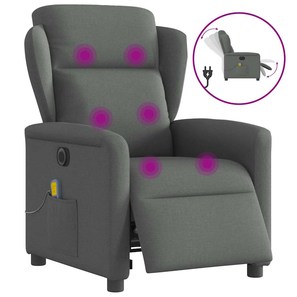 Massagestoel elektrisch verstelbaar stof donkergrijs