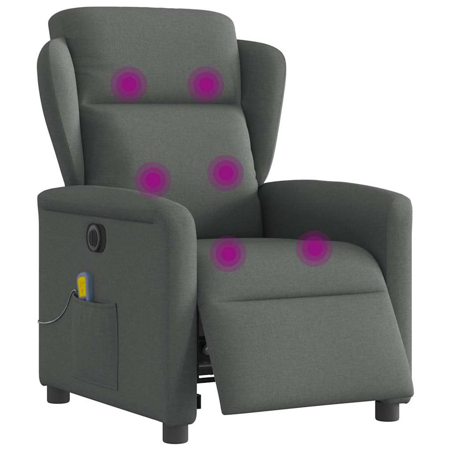 Massagestoel elektrisch verstelbaar stof donkergrijs