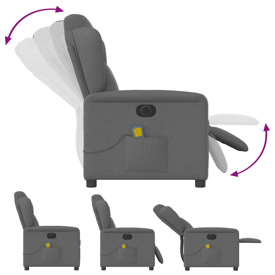 Massagestoel elektrisch verstelbaar stof donkergrijs