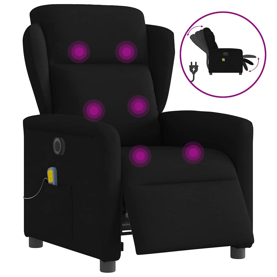 Massagestoel elektrisch verstelbaar stof zwart