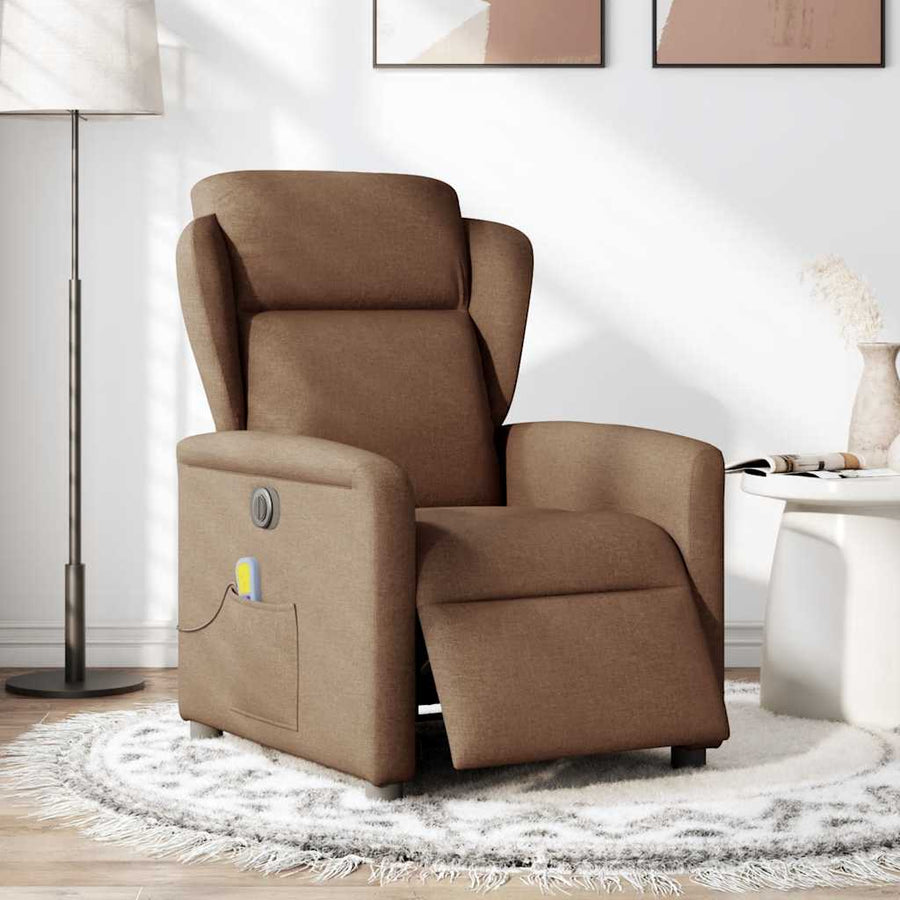 Massagestoel elektrisch verstelbaar stof bruin