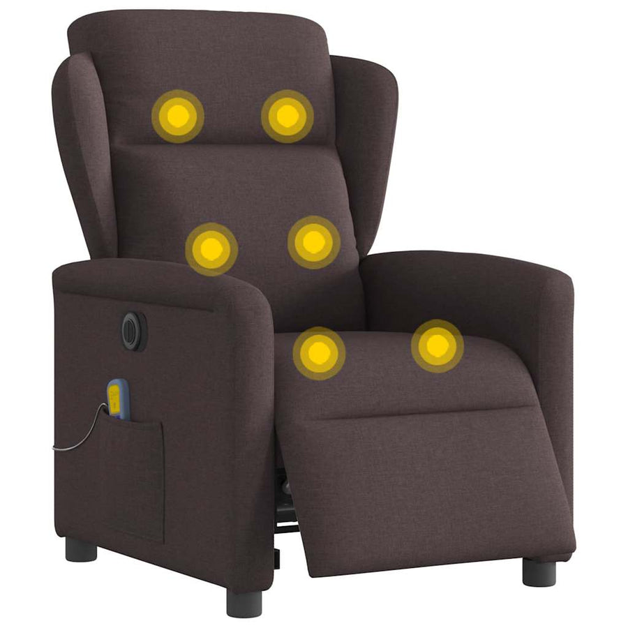 Massagestoel elektrisch verstelbaar stof donkerbruin