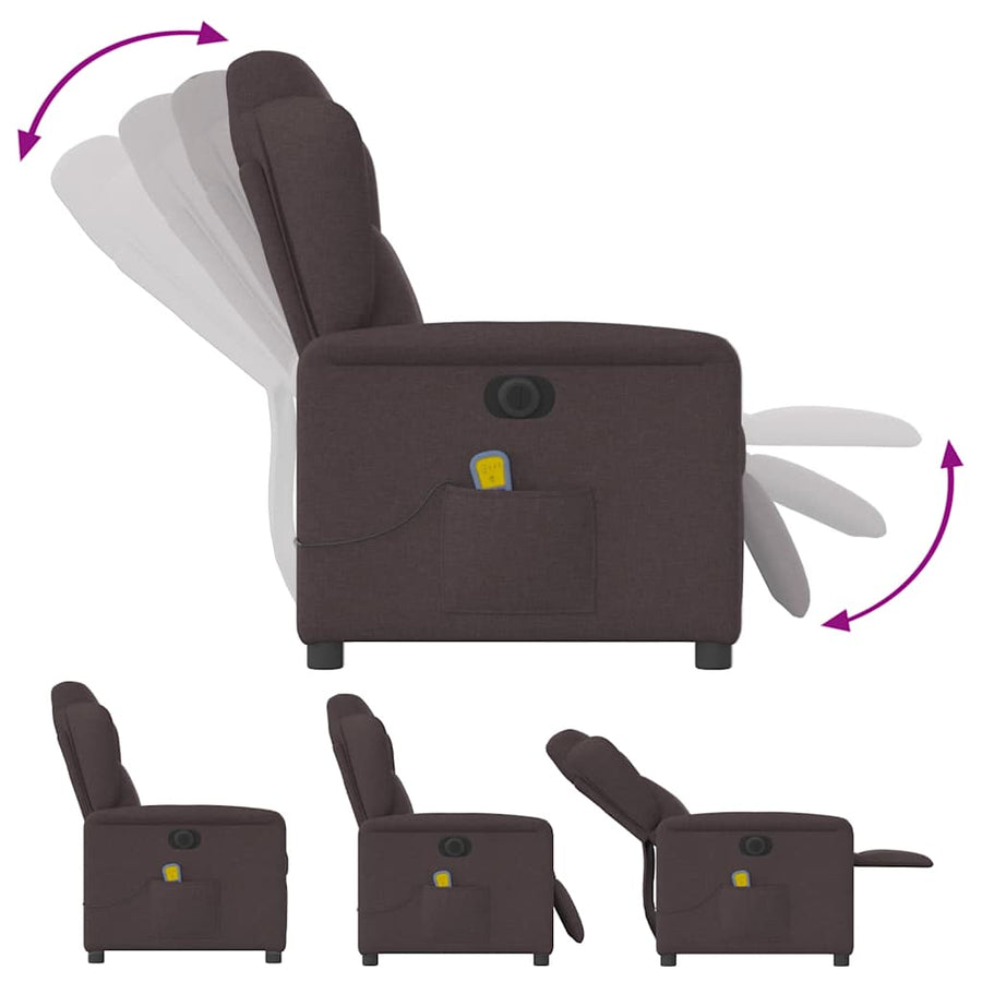 Massagestoel elektrisch verstelbaar stof donkerbruin
