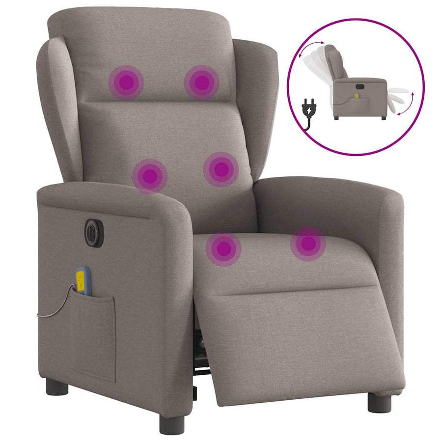 Massagestoel elektrisch verstelbaar stof taupe