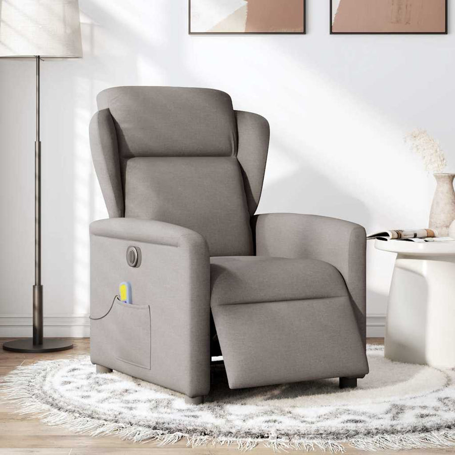 Massagestoel elektrisch verstelbaar stof taupe