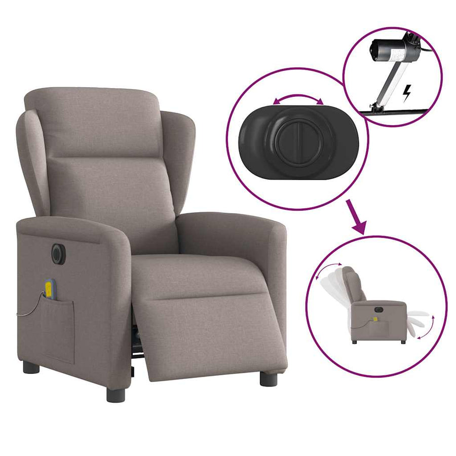 Massagestoel elektrisch verstelbaar stof taupe