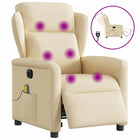 Electric massage chair, adjustable, fabric, cream-colored