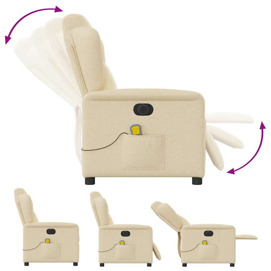 Massagestoel elektrisch verstelbaar stof crèmekleurig