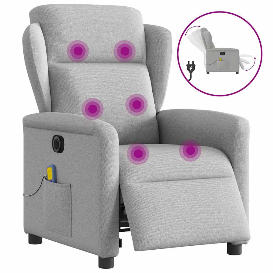 Massagestoel elektrisch verstelbaar stof wolk grijs