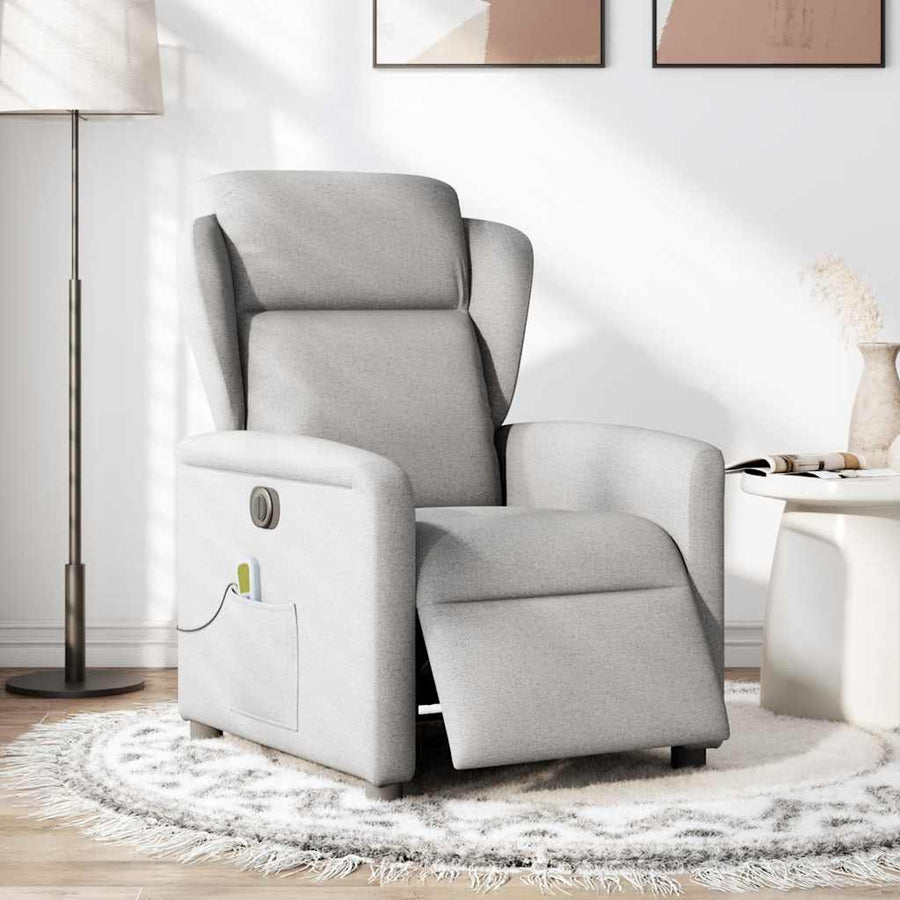 Massagestoel elektrisch verstelbaar stof wolk grijs