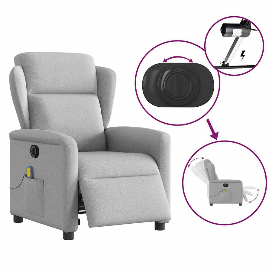 Massagestoel elektrisch verstelbaar stof wolk grijs