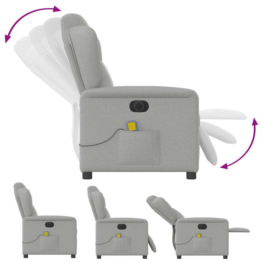 Massagestoel elektrisch verstelbaar stof wolk grijs