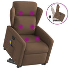 Lift-recliner massage chair adjustable fabric brown