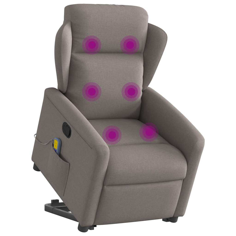 Sta-op-massagestoel verstelbaar stof taupe