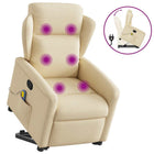 Reclining massage chair adjustable fabric cream