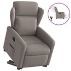 Rise-and-recline armchair electric adjustable fabric taupe
